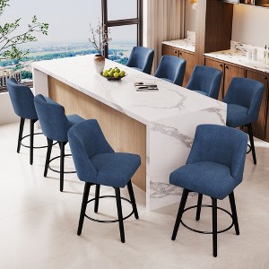 Dyonery 26" Swivel Counter Height Bar Stools with Backrests, Upholstered Seats & Wood Legs for Kitchen Island - 1 of 4