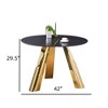 FONTOI 42"Round End Table with Metal Legs, Side Table with Marble Top for Living Room Bedroom Office, Black&Gold, 42"*29.5"*42" - 3 of 4