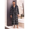 ADR Men's Robe, Plush Fleece Hooded Bathrobe Man, Long Warm Cozy Bath Robe Man - 2 of 4