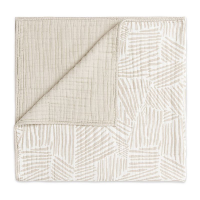 Babyletto Oat Stripe Muslin Quilt, 1 of 8