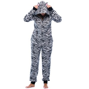 Just Love Womens One Animal Print Adult Bodysuit Hooded Pajamas - 1 of 4