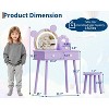 Kids Vanity Table with Lighted Mirror & Stool, Bear-Shaped Vanity Table Set with 2 Drawers, Little Girl Dressing Table, Pretend Play Vanity Set - 3 of 4