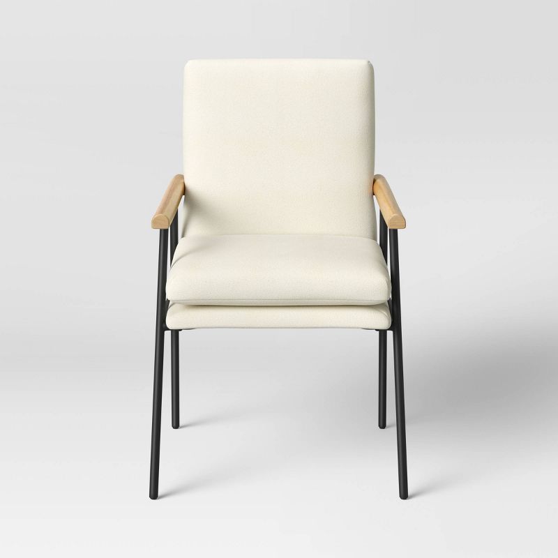 Lewes Wood Arm Upholstered Dining Chair with Metal Legs - Threshold&#8482;, 4 of 13