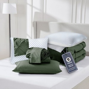 Nestl Comforter Set, 9 Piece Pinch Pleated Bedding Set, Bed in a Bag, All season Bed Set with Cooling Pillows - 1 of 4