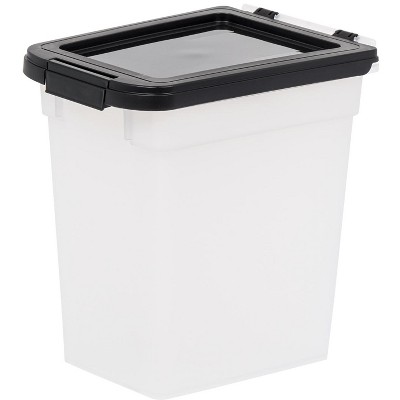 IRIS USA 10 Lbs / 12.75 Qt Airtight Dog Food Storage Container, Clear/Black