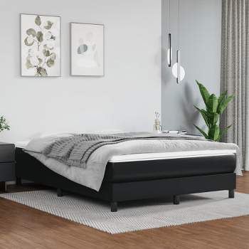 vidaXL Queen Size Box Spring Bed Frame in Black Faux Leather - Modern Design Durable Double Bed Frame