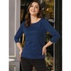 Allegra K Women's Work Office 3/4 Sleeve Boat Neck Houndstooth Printed Blouse - 3 of 4