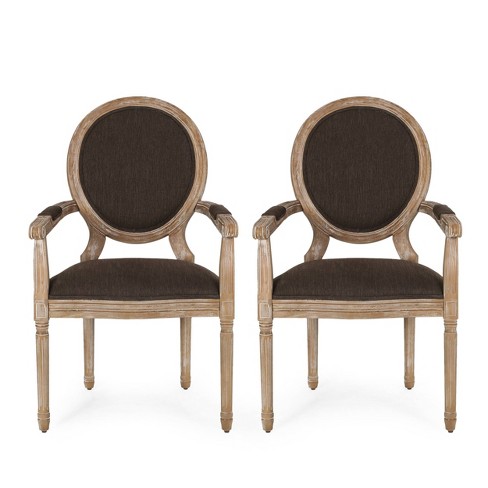 Maye Boucle Chair Set Of 2,upholstered Dining Chair With King Louis Back  And Natural Wood Legs,18 Wide Upholstered Seat And Back-the Pop Maison :  Target