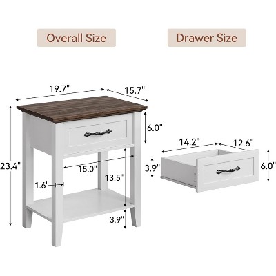 Diagram of nightstand dimensions with measurements