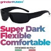 grinderPUNCH Mens Black Super Dark Sunglasses - Slim Wrap Around Gangster Style (Black) - 3 of 4