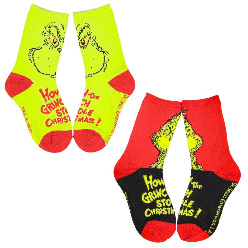Dr Seuss Kids How The Grinch Stole Christmas Week Of Socks Mix and Match 7 Pairs Multicoloured, 4 of 5