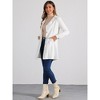 Allegra K Women's Notched Lapel Belted Trench Long Denim Jacket - 2 of 4