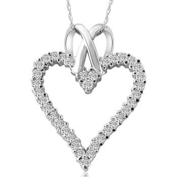 Pompeii3 1 1/10ct Diamond Heart Pendant Necklace in 14K White, Yellow or Rose Gold 1 1/4"