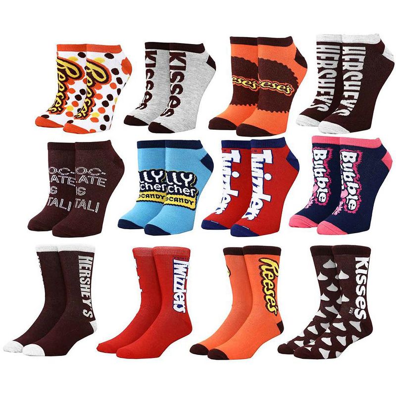 Bioworld Hershey's Men's 12 Delicious Days of Socks Crew and Ankle Adult Box Set Multicoloured, 2 of 8
