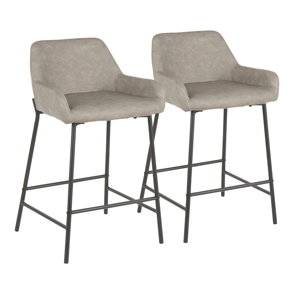 Photos - Chair Set of 2 Daniella Industrial Counter Height Barstool Gray -LumiSource