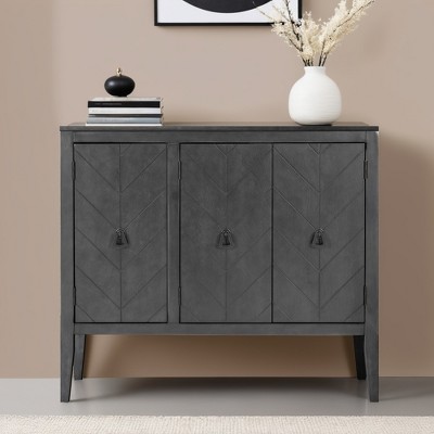 Accent Storage Cabinet with Doors and Adjustable Shelves,Free Standing Buffet Cabinet with Storage,Wooden Sideboard Cabinet - Leovsnove