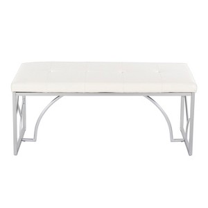 TiramisuBest Contemporary Bench in Silver Metal and Camel Faux Leather, 18.0"L Entryway Bench - 1 of 4