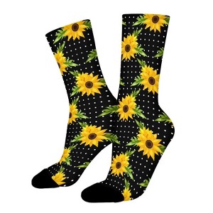 Floral Sunflower Women Printed Crew Socks Funny Funky Socks Soft Polyester Novelty Gifts for Artists Men - 1 of 1