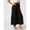 INSPIRE CHIC Women's Boho Elastic High Waist Tie Belt Ruffle Hem Wide Leg Palazzo Pants - 3 of 4