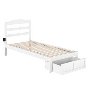 AFI Furnishings Warren Platform Bed TXL with Foot Drawer WH - 1 of 4
