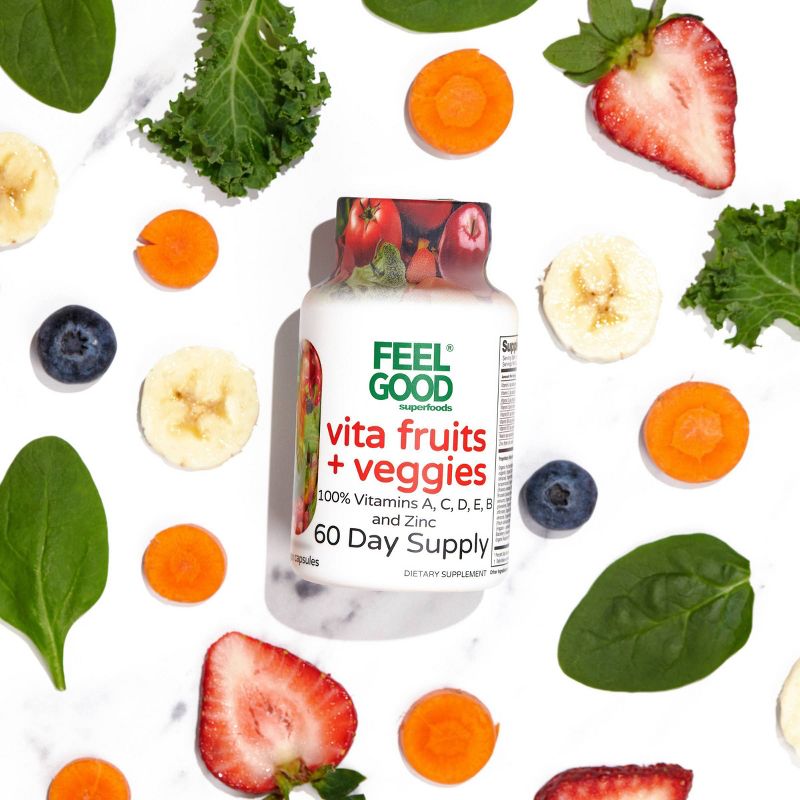 FeelGood Vegan Superfoods Vita Fruits + Veggies Vitamin Capsules - 60ct, 6 of 9