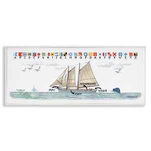 Stupell Industries Nautical Sailing Flags Educational Framed Giclee Art, White, 30" x 13" - 1 of 4