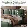KTMBDW Queen/King Size Leather Upholstered Bed Frame, Platform Bed Frame with Wingback Headboard & Wavy Footboard, No Spring Box Needed, Easy Assembly - 3 of 4