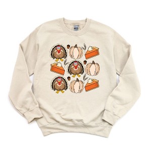 Simply Sage Market Women's Graphic Sweatshirt Turkey Pumpkin Pie Grid - 1 of 2