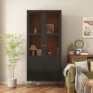 Famapy 2-Doors Display Cabinet with Acrylic Doors and Metal Legs - 1 of 4
