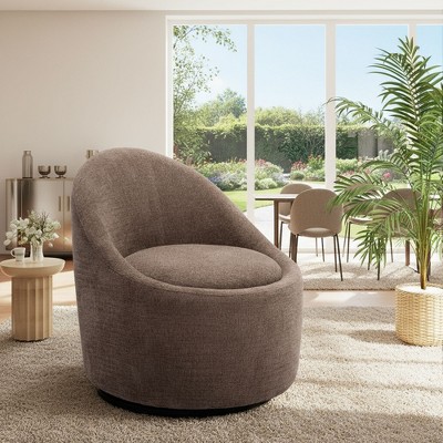 Modern Barrel Swivel Chairs with Concealed Storage, Round Upholstered Accent Chairs