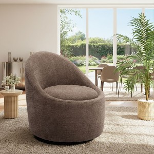 Modern Barrel Swivel Chairs with Concealed Storage, Round Upholstered Accent Chairs - 1 of 4