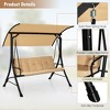 Tangkula 3 Person Patio Porch Swing Outdoor Swing Chair w/ Cushions & Adjustable Canopy - 4 of 4