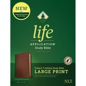 NLT Life Application Study Bible, Third Edition, Large Print (Red Letter, Leatherlike, Brown/Tan, Indexed) - (Leather Bound) - 1 of 1