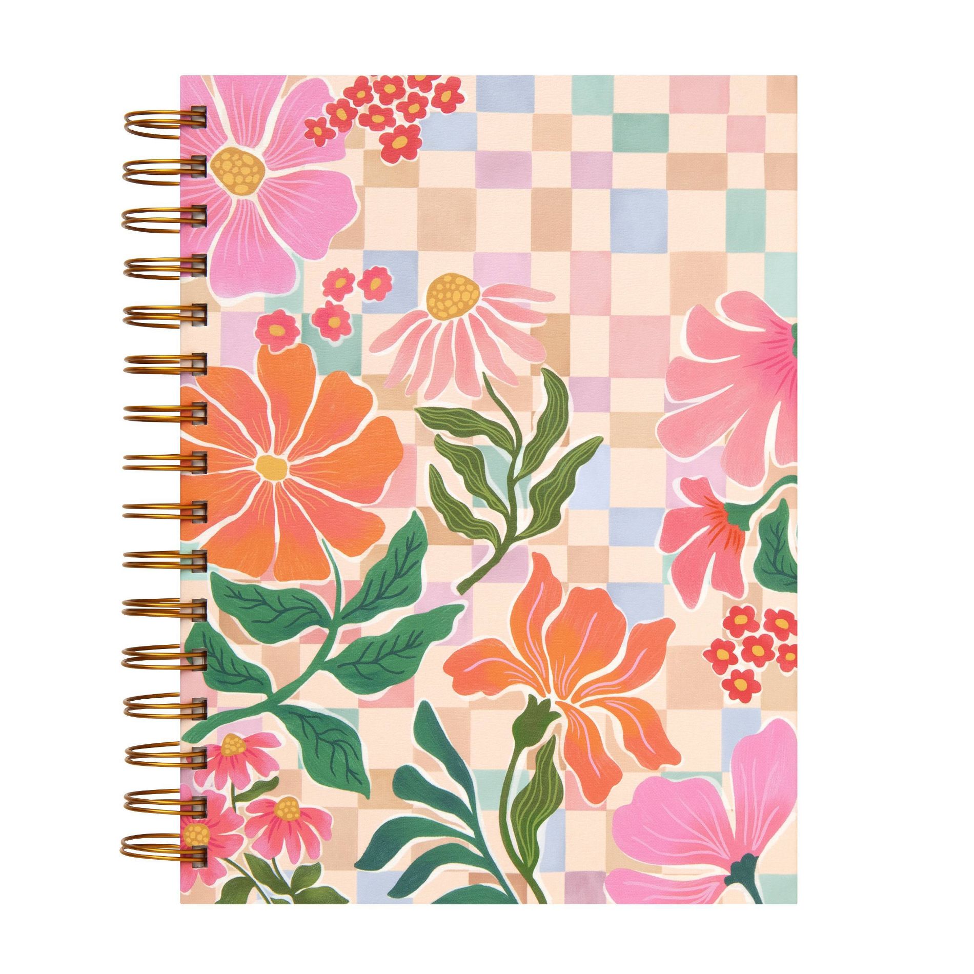 greenroom 6"x8" Spiral Hardcover Notebok 320pg Graphic Floral Checkerboard