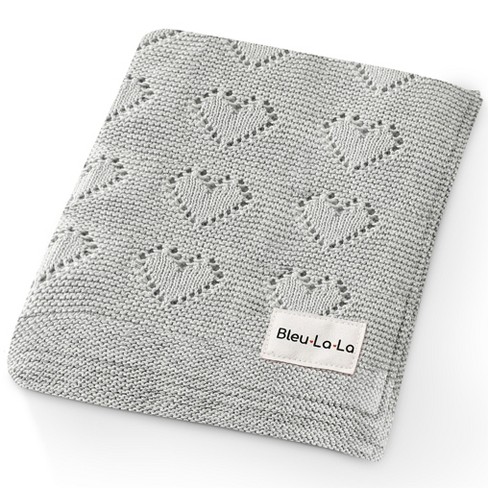 Cotton Receiving & Swaddle Blanket - Baby Blue Heart main image 0