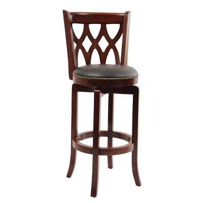 Boraam 29" Industries Cathedral Swivel Barstool Cherry: Upholstered, Lacquered Hardwood with Foam Fill