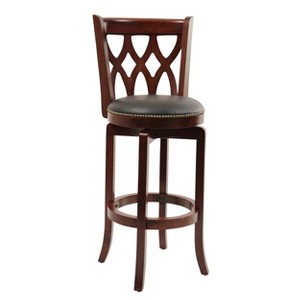 Boraam 29" Industries Cathedral Swivel Barstool Cherry: Upholstered, Lacquered Hardwood with Foam Fill - 1 of 4