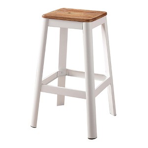 Armless Farmhouse Bar Stool with Crossbar Support, Backless, Easy to Move, Ideal for Kitchen, Counter, or Home Bar - 1 of 4