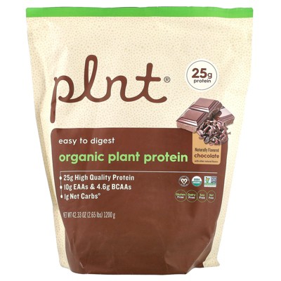 Plnt Organic Plant Protein, Chocolate, 2.65 lbs (1,200 g)