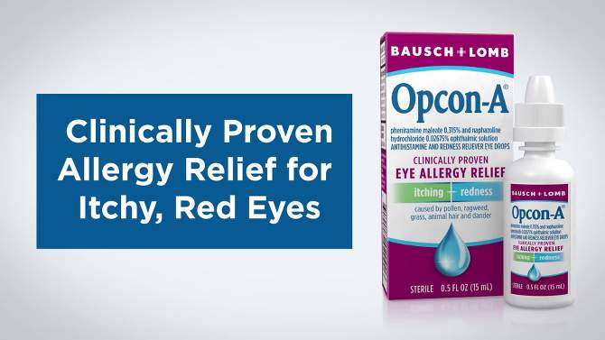 Opcon A Bausch &#38; Lomb Allergy Relief Eye Drops - 0.5oz, 2 of 8, play video