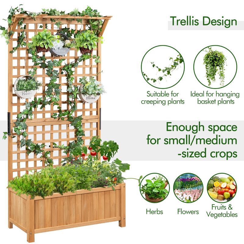 Yaheetech 72"H Wood Planter Raised Bed with Trellis, 5 of 7