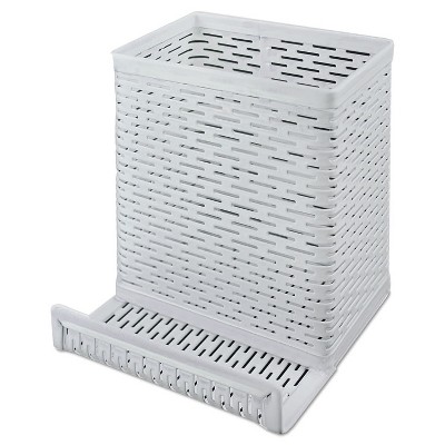 Artistic Urban Collection Punched Metal Pencil Cup/Cell Phone Stand 3 1/2 x 3 1/2 White ART20014WH