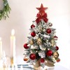 NAYSAYE 22IN Pre-Lit Mini Christmas Tree Red Tabletop Decoration with Ornaments for Home Office Apartment, Red, 6"*6"*21.65" - 2 of 4