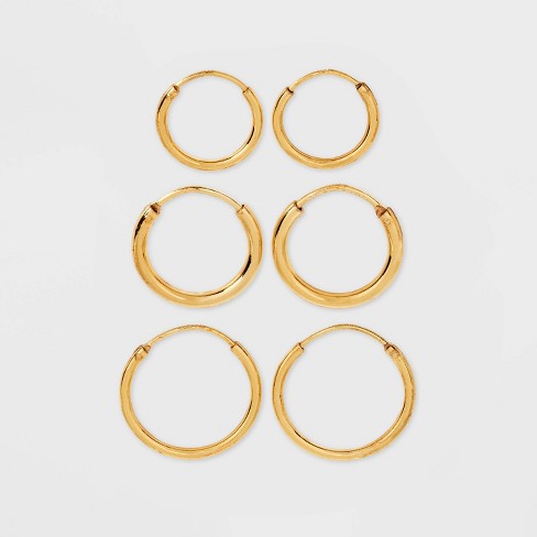 Small Hoop Earring Set 3pc - A New Day™ Gold