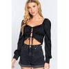Slickblue Long Sleeve Woven Top for Women, Sweetheart Neck with Tie Detail, Casual to Dressy, Black/Pearl/Rust, S-L - 2 of 4