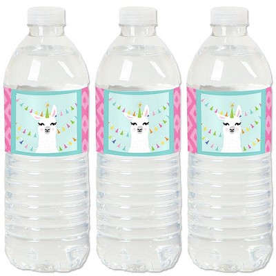 Big Dot of Happiness Whole Llama Fun - Llama Fiesta Baby Shower or Birthday Party Water Bottle Sticker Labels - Set of 20