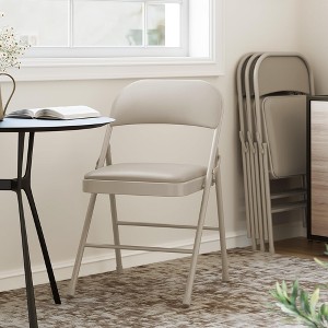 GustoWave 2 Pack Folding Chairs, Outdoor Portable Stackable Commercial Seat with Padded Cushion and Back, Metal Frame Chairs for Home, Office - 1 of 4