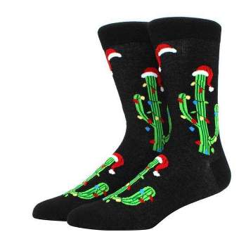 Christmas Cactus Tree Crew Socks - Large from the Sock Panda (Men's Sizes Adult Large)