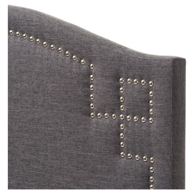 Dark Gray Twin Upholstered Headboard with Nailhead Trim