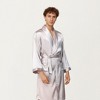 Anna-Kaci Men's Satin Robe with Shawl Collar Waist Tie and Front Pockets - 2 of 4